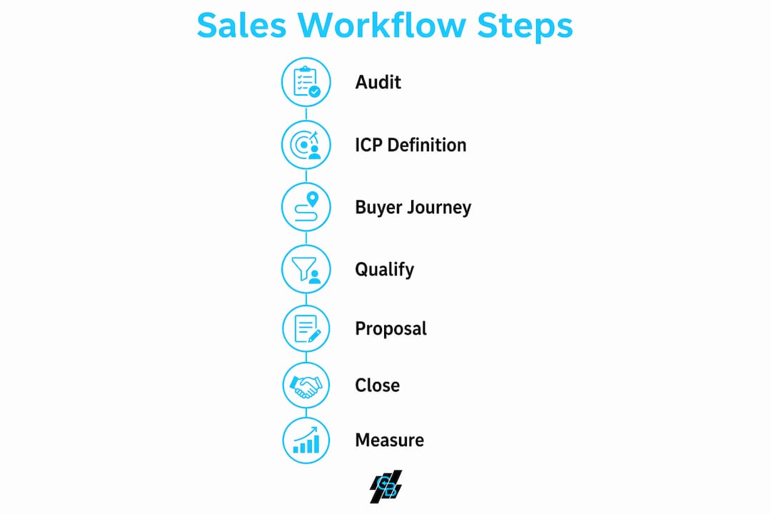 Infographic illustrating sales workflow steps