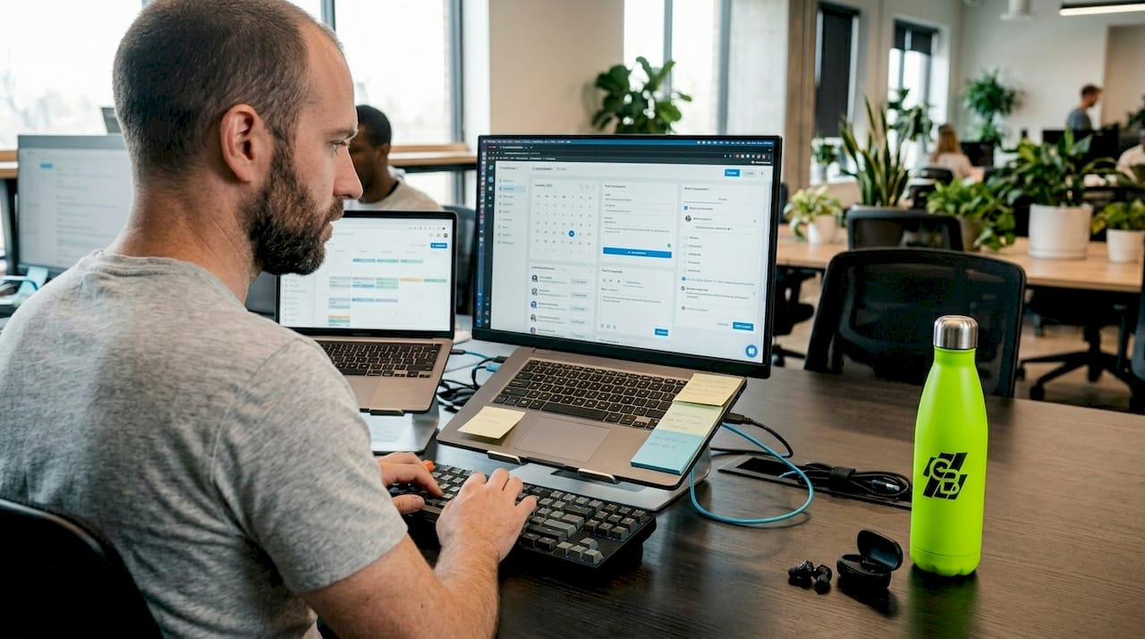 Professional using social media automation tools