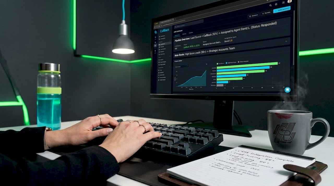 CRM software automation interface on desktop screen