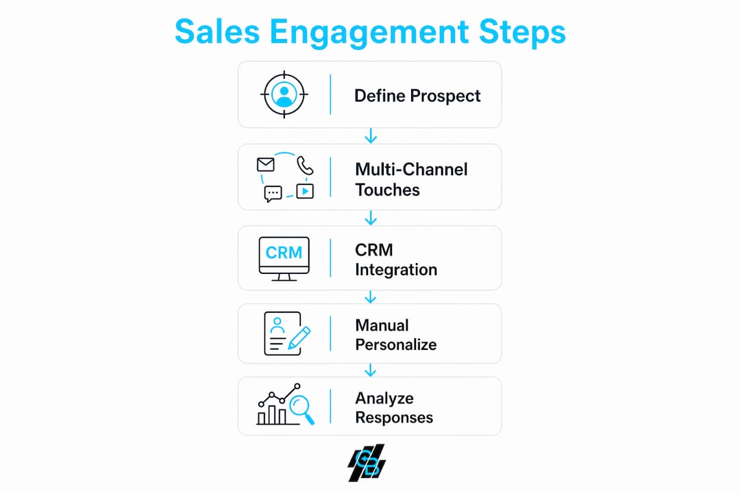 Infographic showing sales engagement process steps