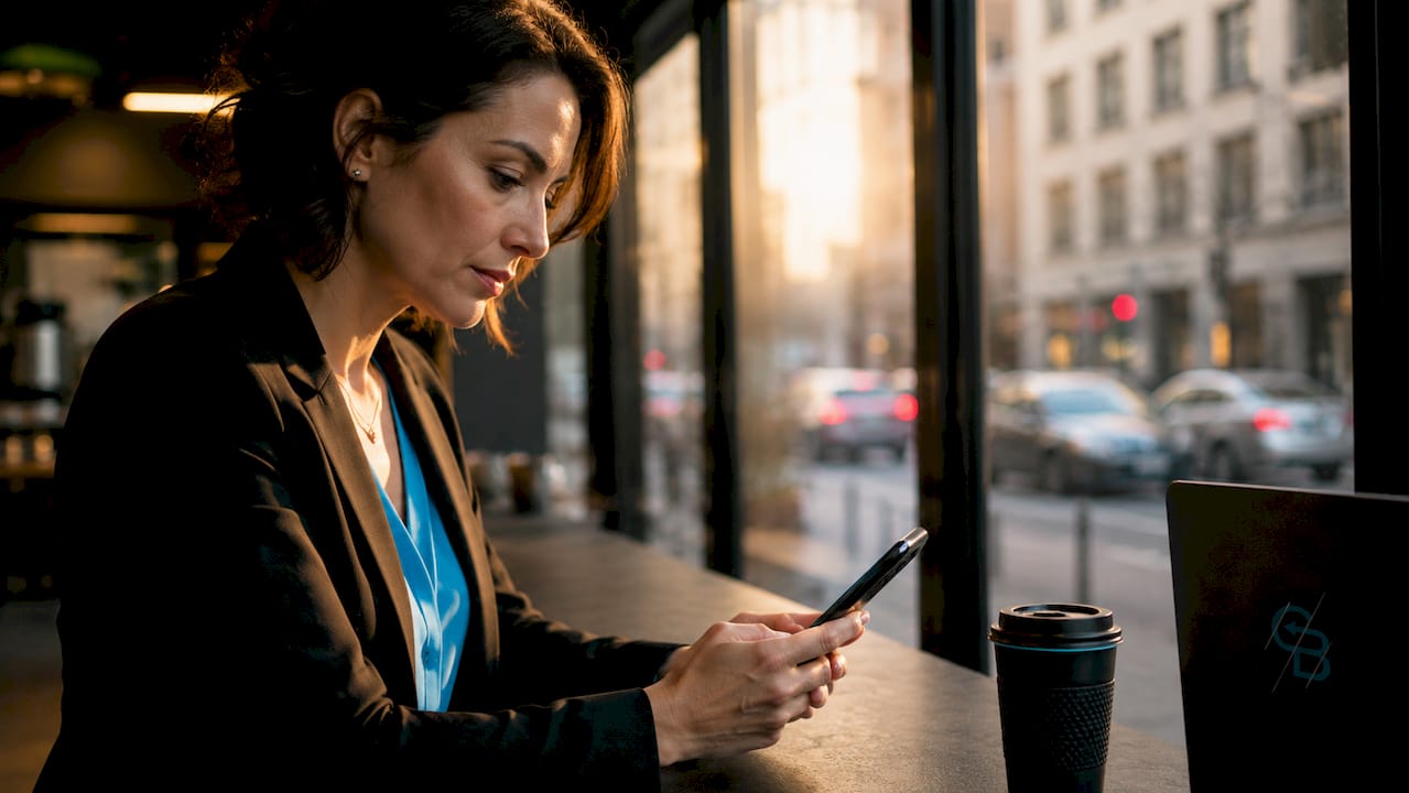 Sales professional reviewing AI lead dashboard