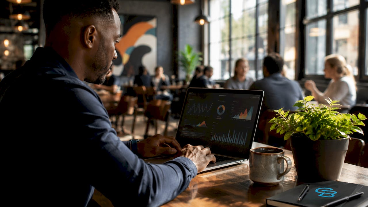 Male hands typing on laptop for proposal tasks