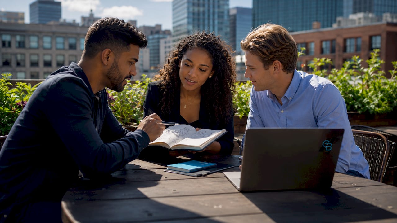 Sales team discussing automated follow-up triggers