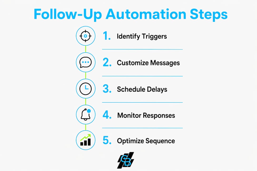 Infographic showing step-by-step follow-up automation process