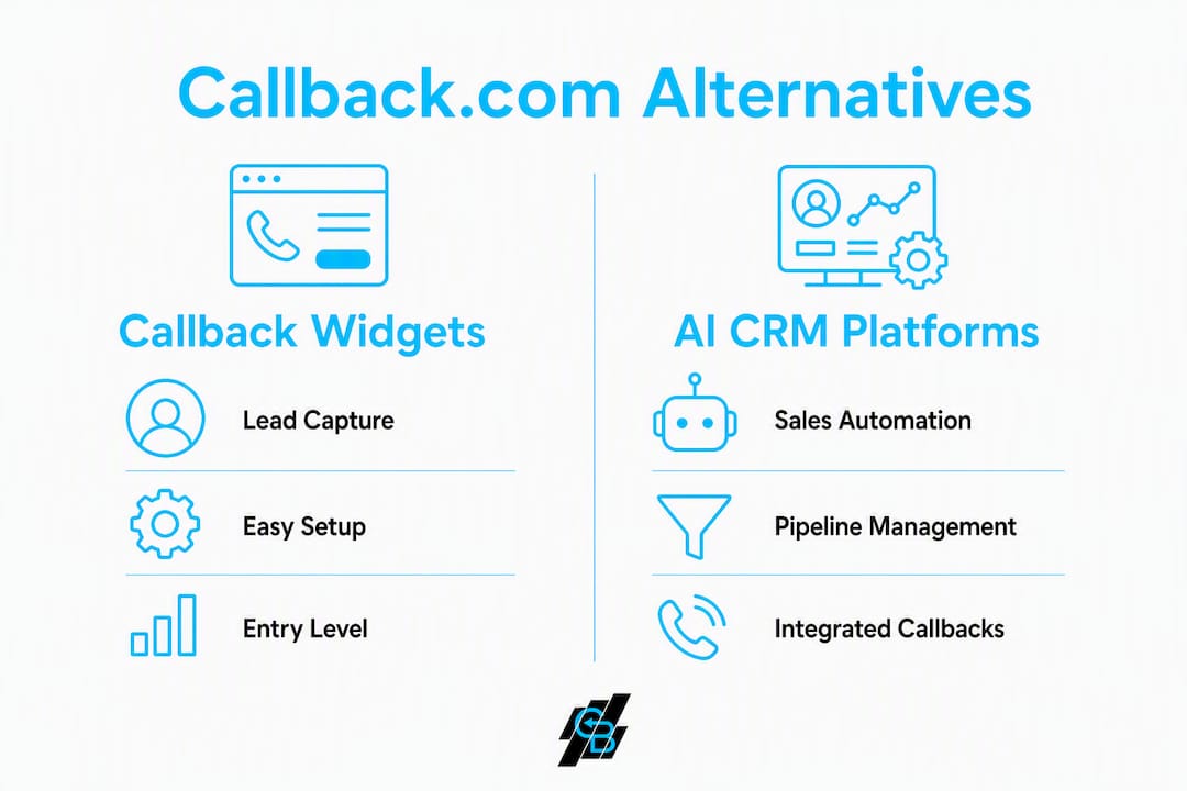 Infographic comparing callback widgets and AI CRM platforms
