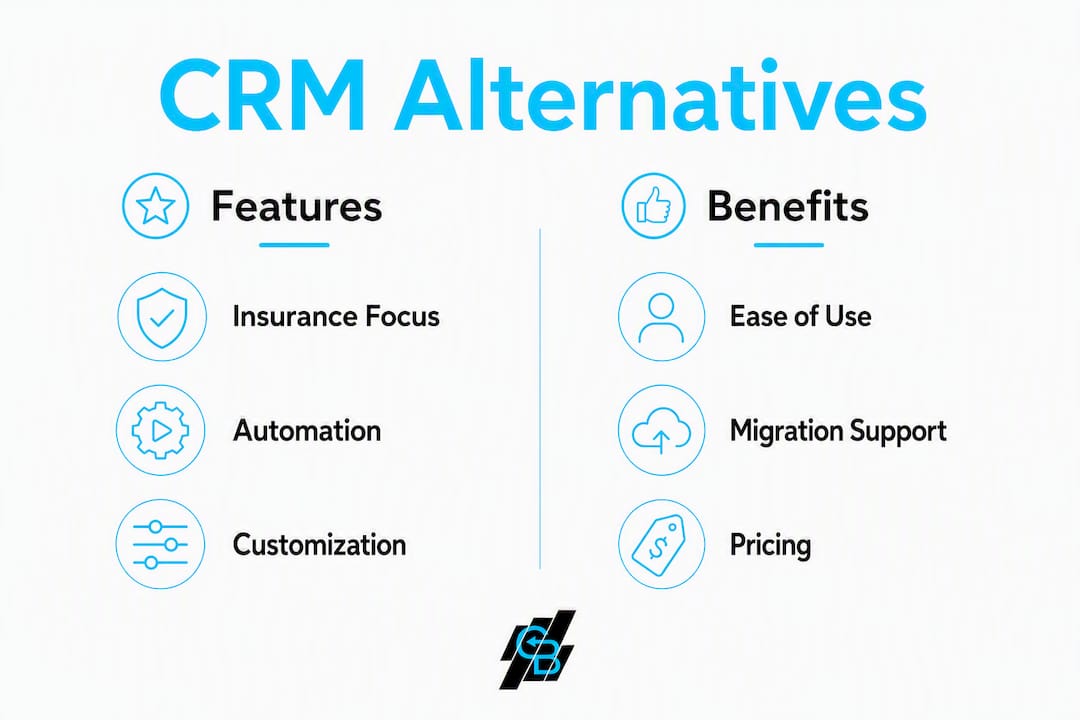 Infographic comparing CRM alternatives features and benefits