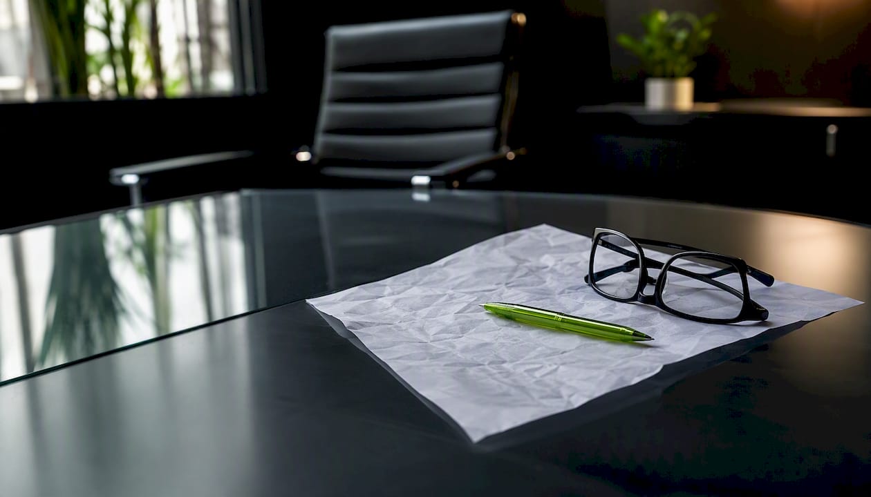 Claim form and pen on desk