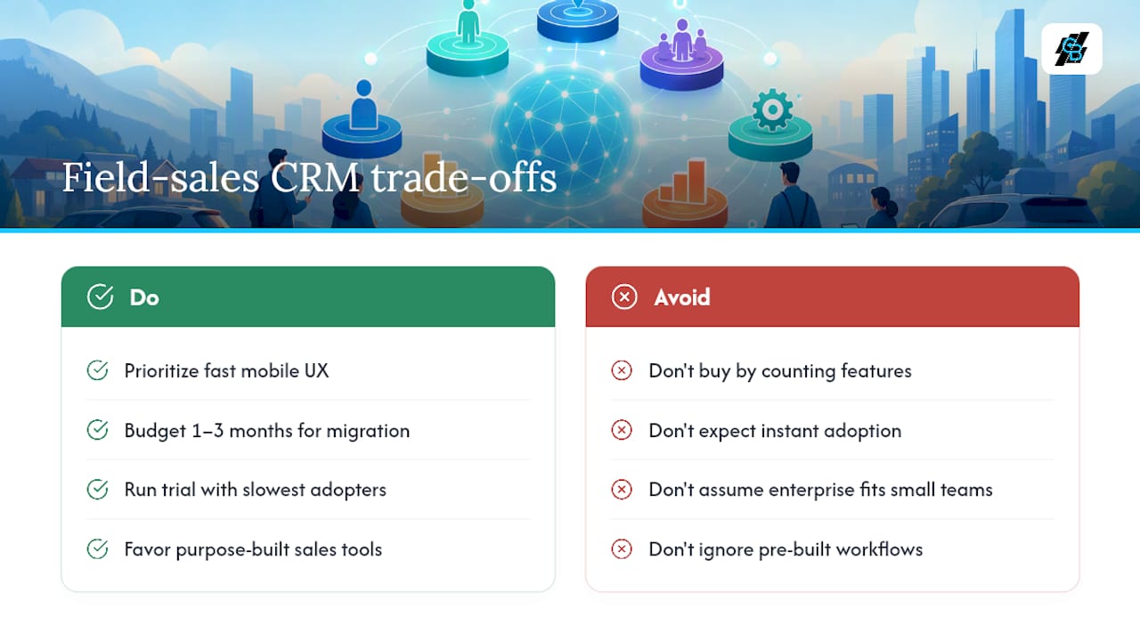 The trade-offs most teams get wrong when picking a field-sales CRM — overview diagram