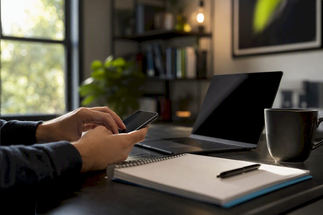Hand adjusting timer on desk