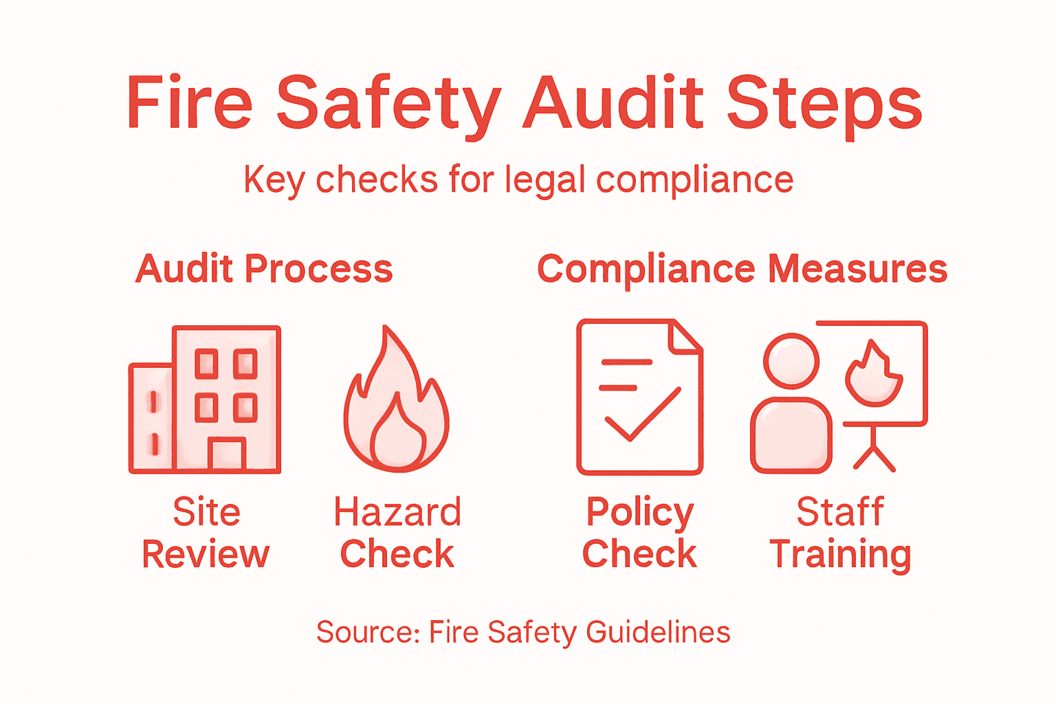 Infographic outlining fire safety audit steps