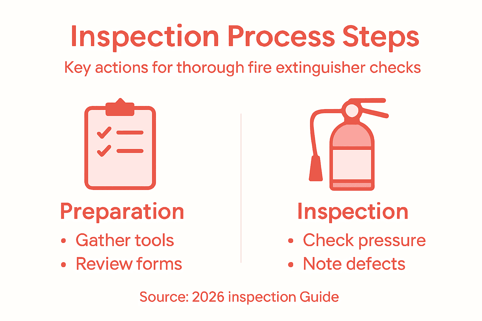 Infographic summary of extinguisher inspection steps
