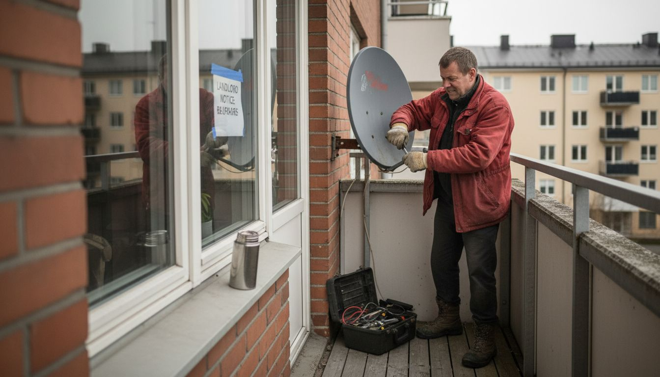 Worker faces satellite dish installation issues