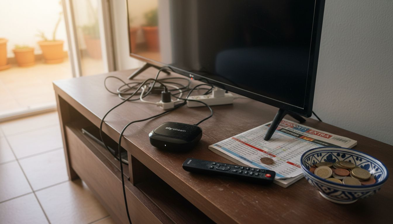Close-up of Sky Stream TV setup in Spain