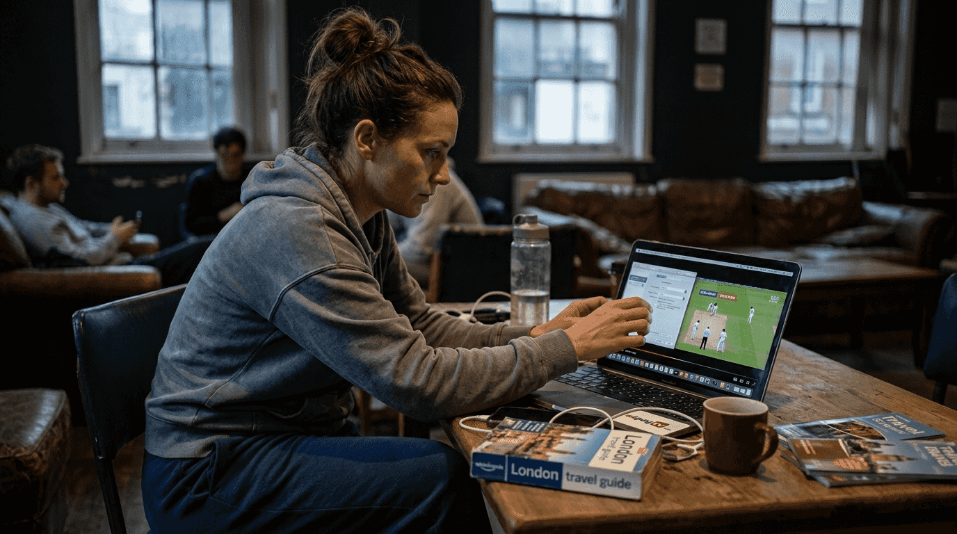 Woman configuring VPN for UK cricket
