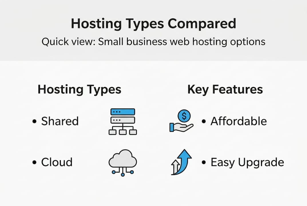 Infographic comparing small business hosting options