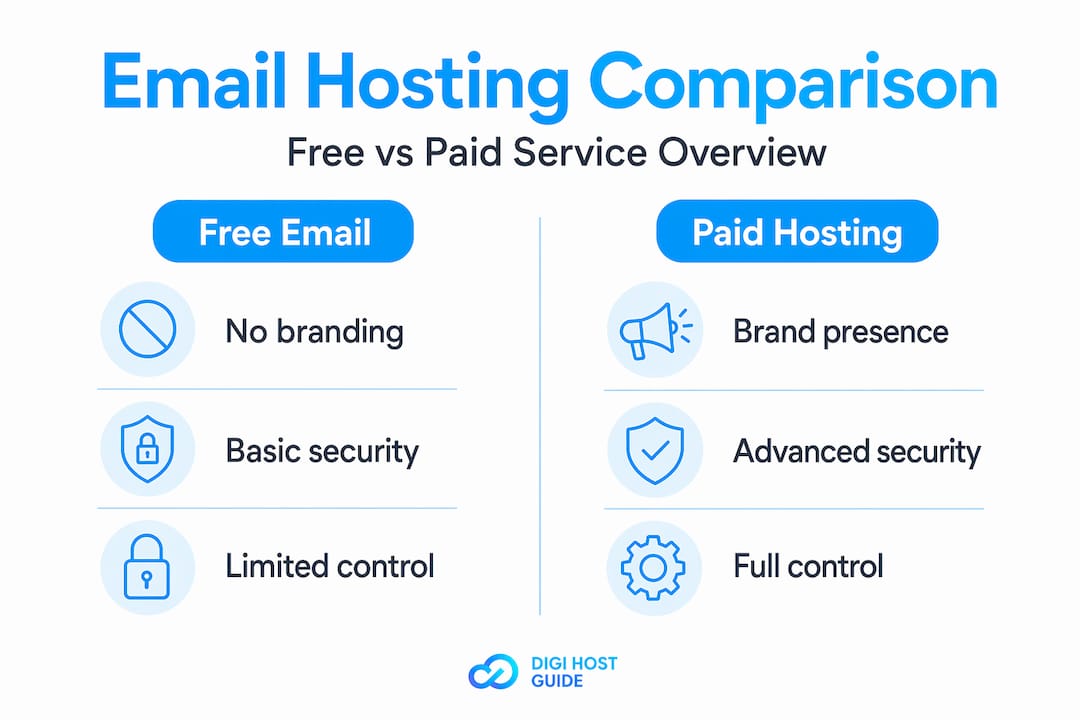 Infographic comparing free vs paid email hosting
