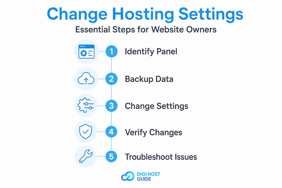 Step-by-step infographic for hosting settings change