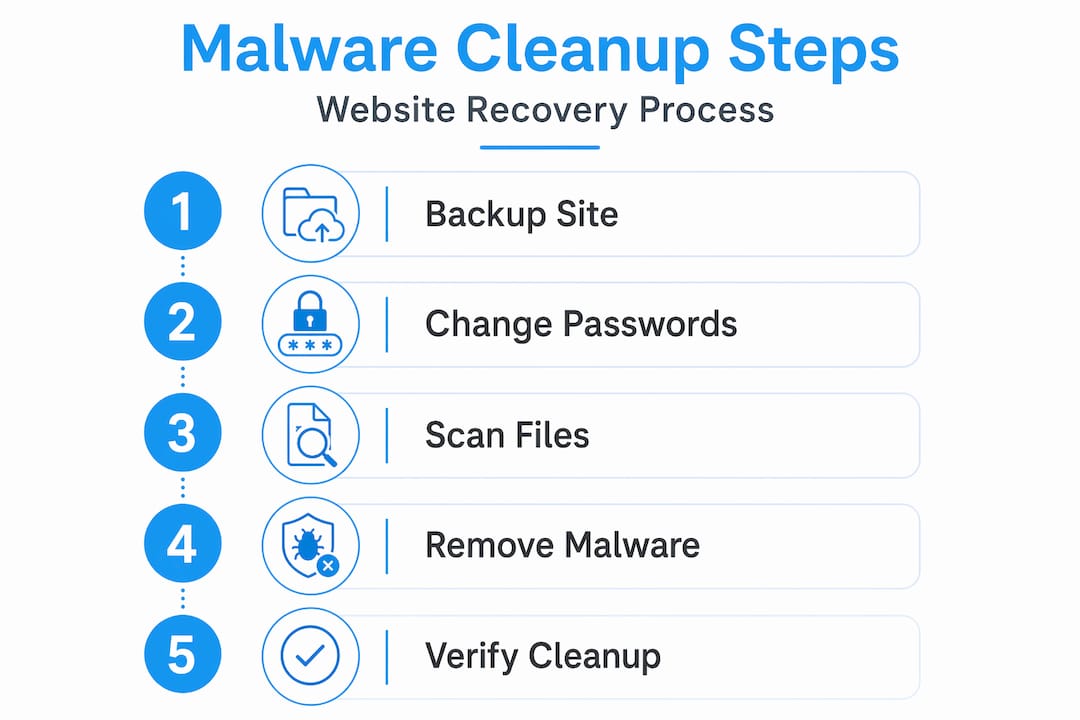 Infographic showing malware cleanup steps