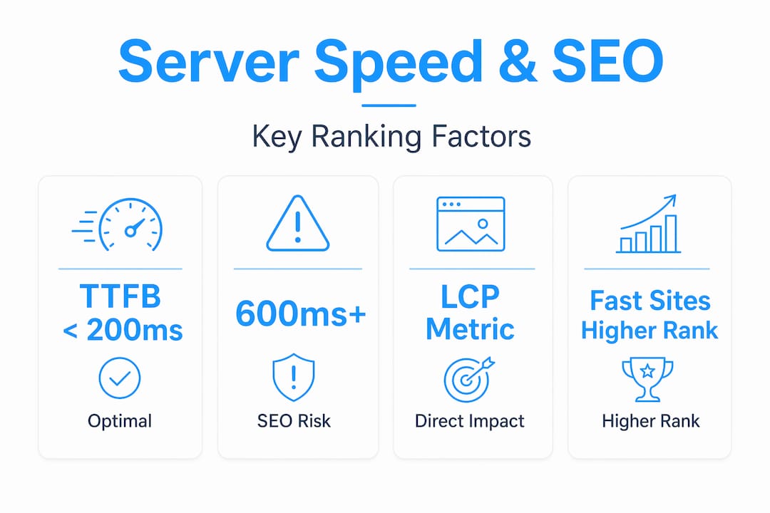 Infographic showing server speed SEO key stats