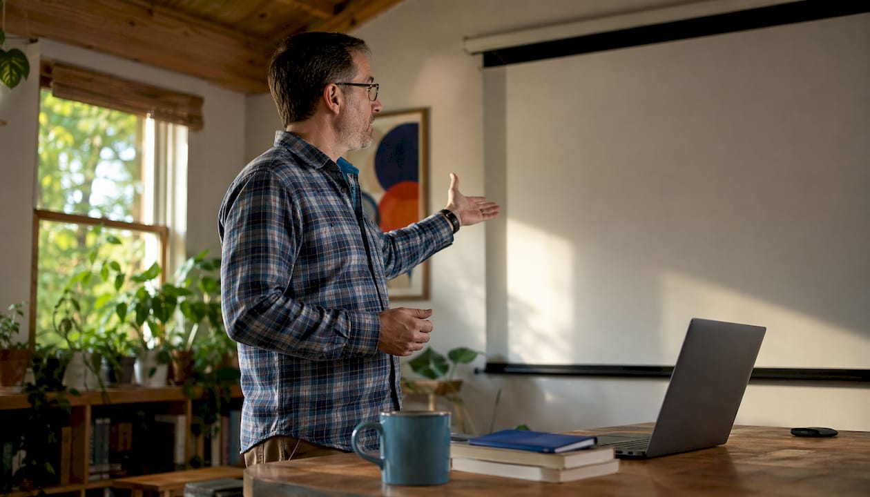 Man discussing WP Engine on video call
