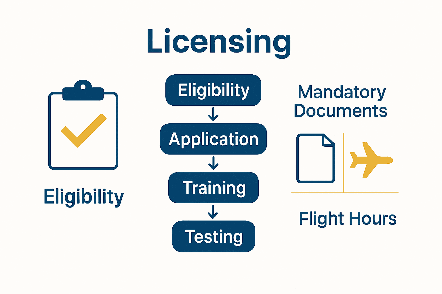 Infographic summarizing EASA commercial pilot licensing steps and requirements.