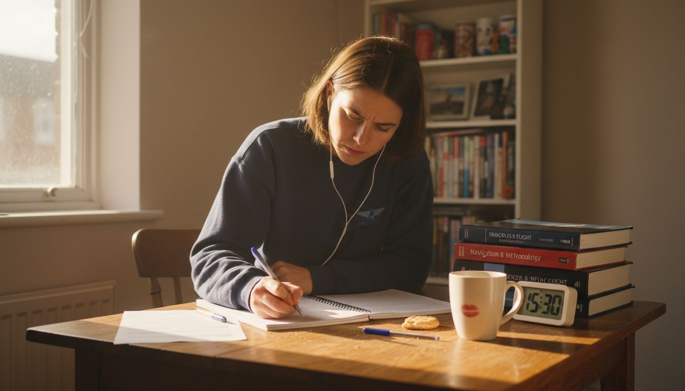 Pilot drafting her personal study routine