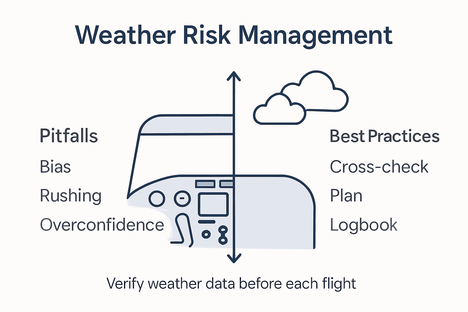 Infographic showing pilot weather risk management tips