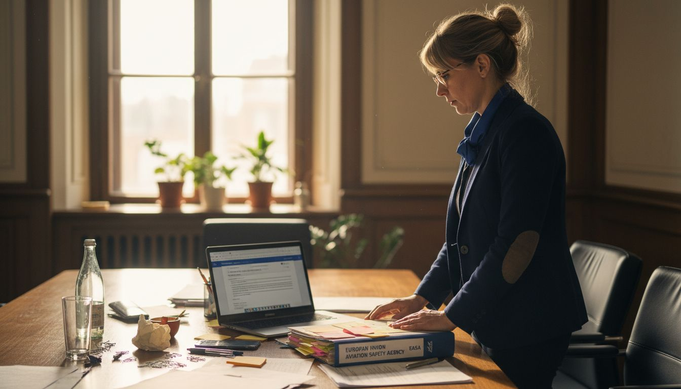 Inspector reviewing EASA aviation documents