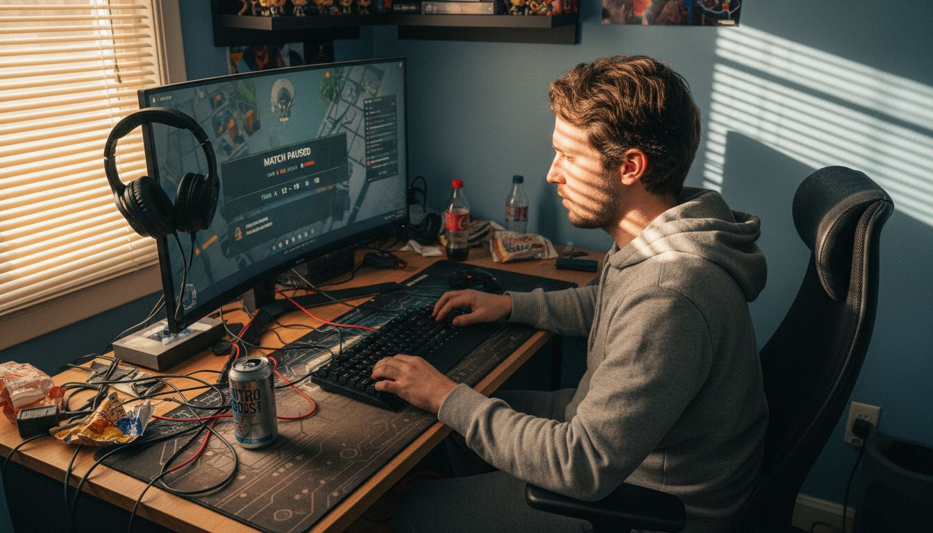 Gamer preparing desktop gaming setup
