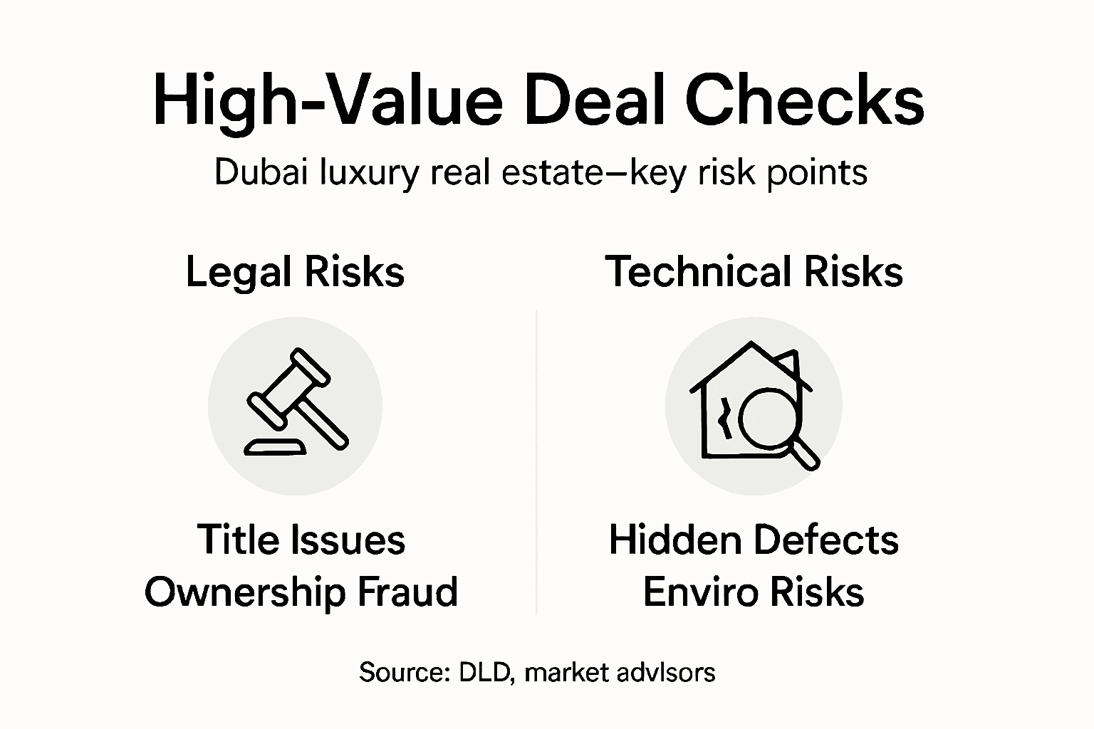 Infographic showing critical risk checks for Dubai deals