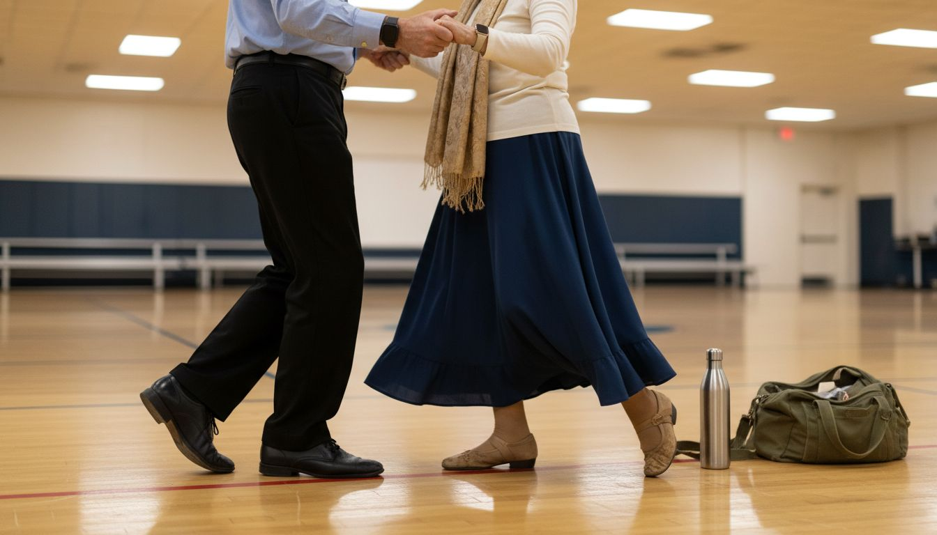Senior couple dancing happily for exercise