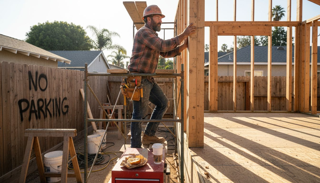 Carpenter framing second-story LA home addition