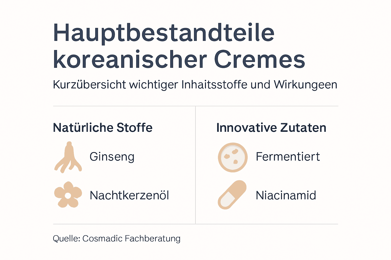 Infografik: Die wichtigsten Inhaltsstoffe koreanischer Hautcremes