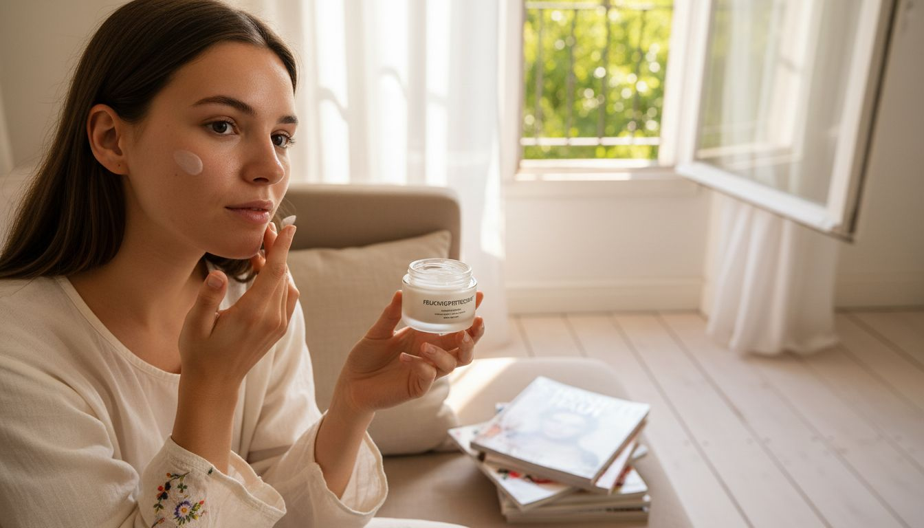 Detailaufnahme von praller, mit Feuchtigkeit versorgter Haut – typisch für K-Beauty.