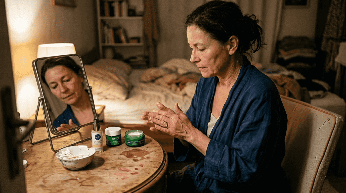 Serum und Creme werden vor dem Auftragen leicht in den Händen erwärmt.