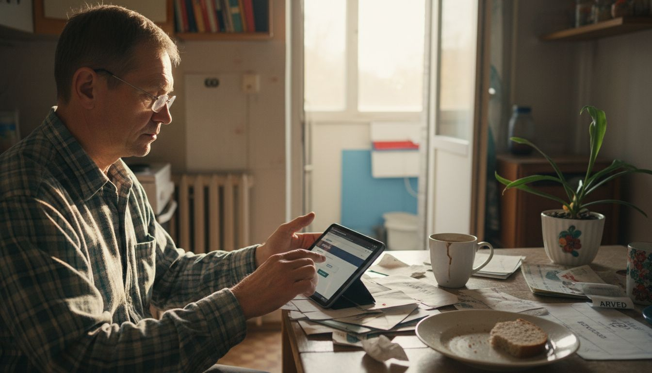 Man testing e-store usability at home