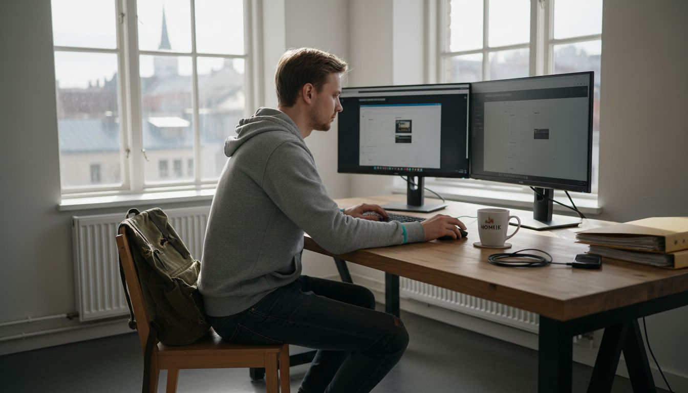 Web developer working on website design