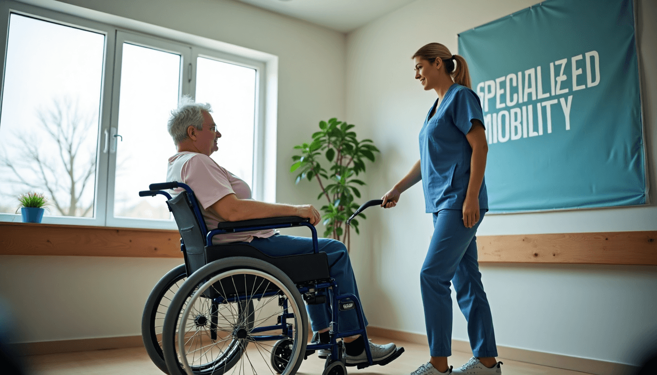 Bariatric patient transferring using mobility equipment with caregiver nearby