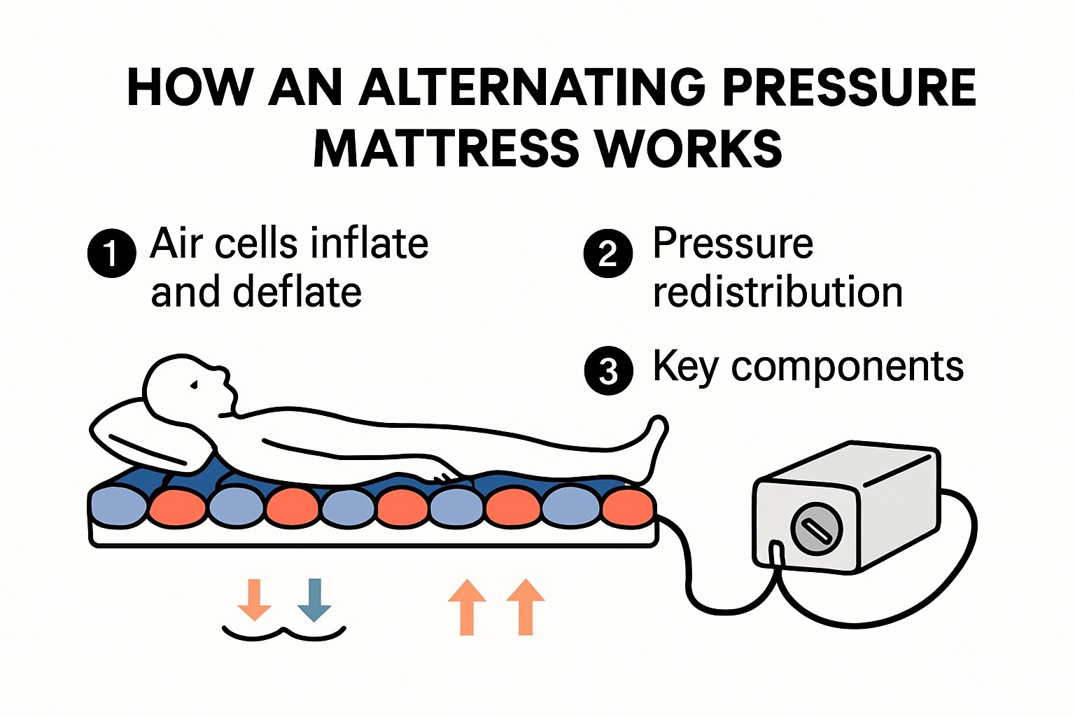 Infographic showing how alternating pressure mattresses work