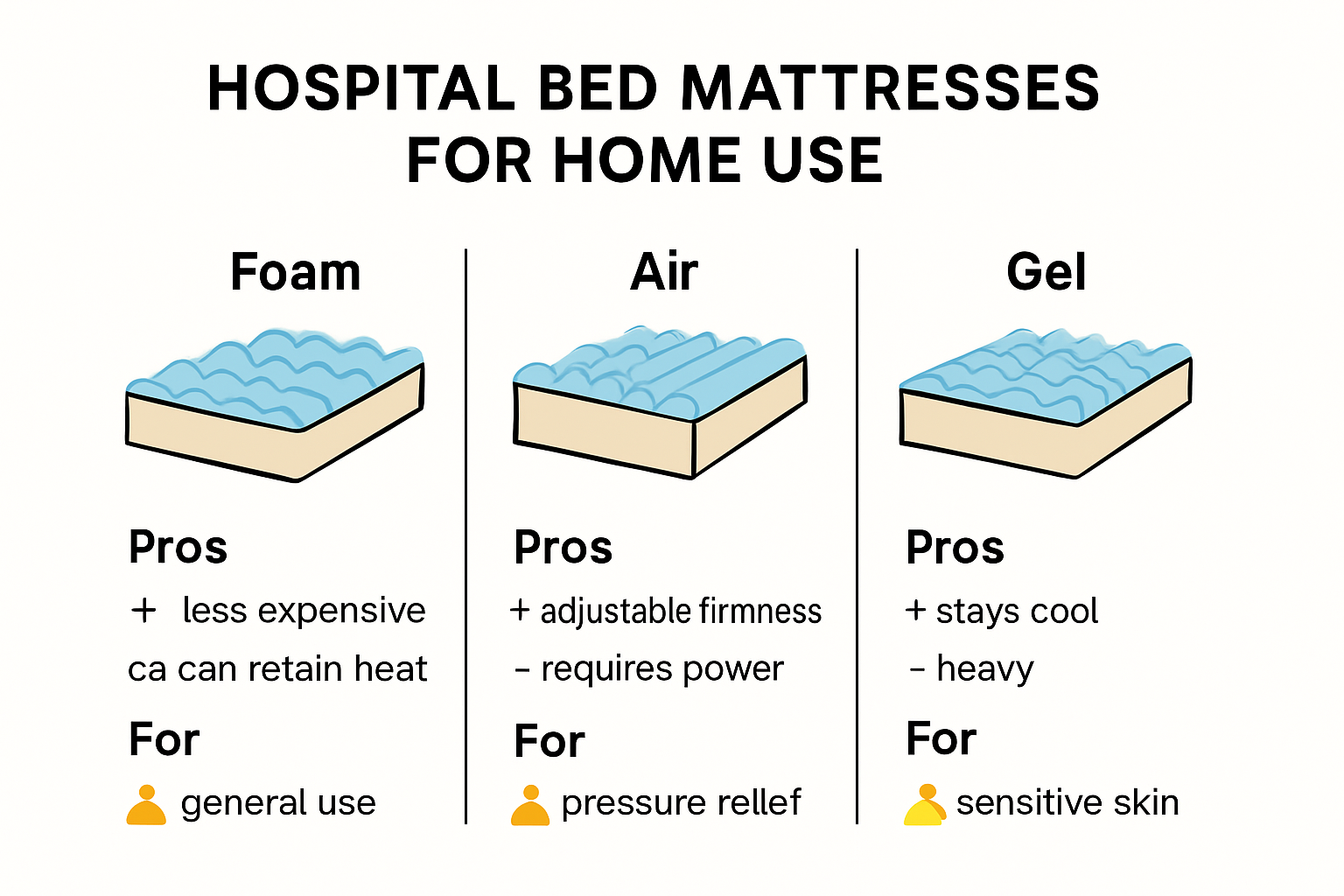 Infographic comparing types of hospital bed mattresses