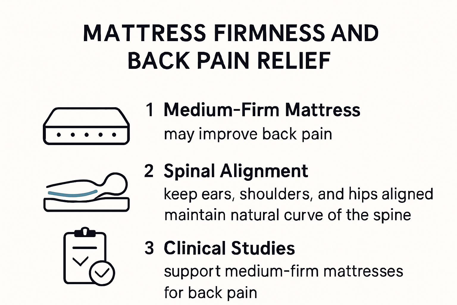 Mattress firmness and back pain relief infographic