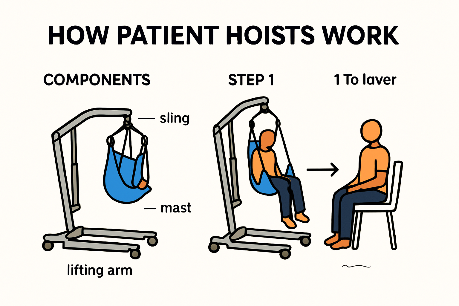 Infographic showing what a patient hoist is and how it works.