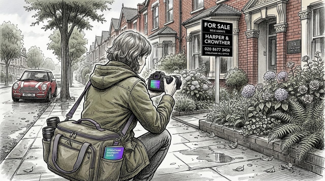 Photographer taking picture of local house listing