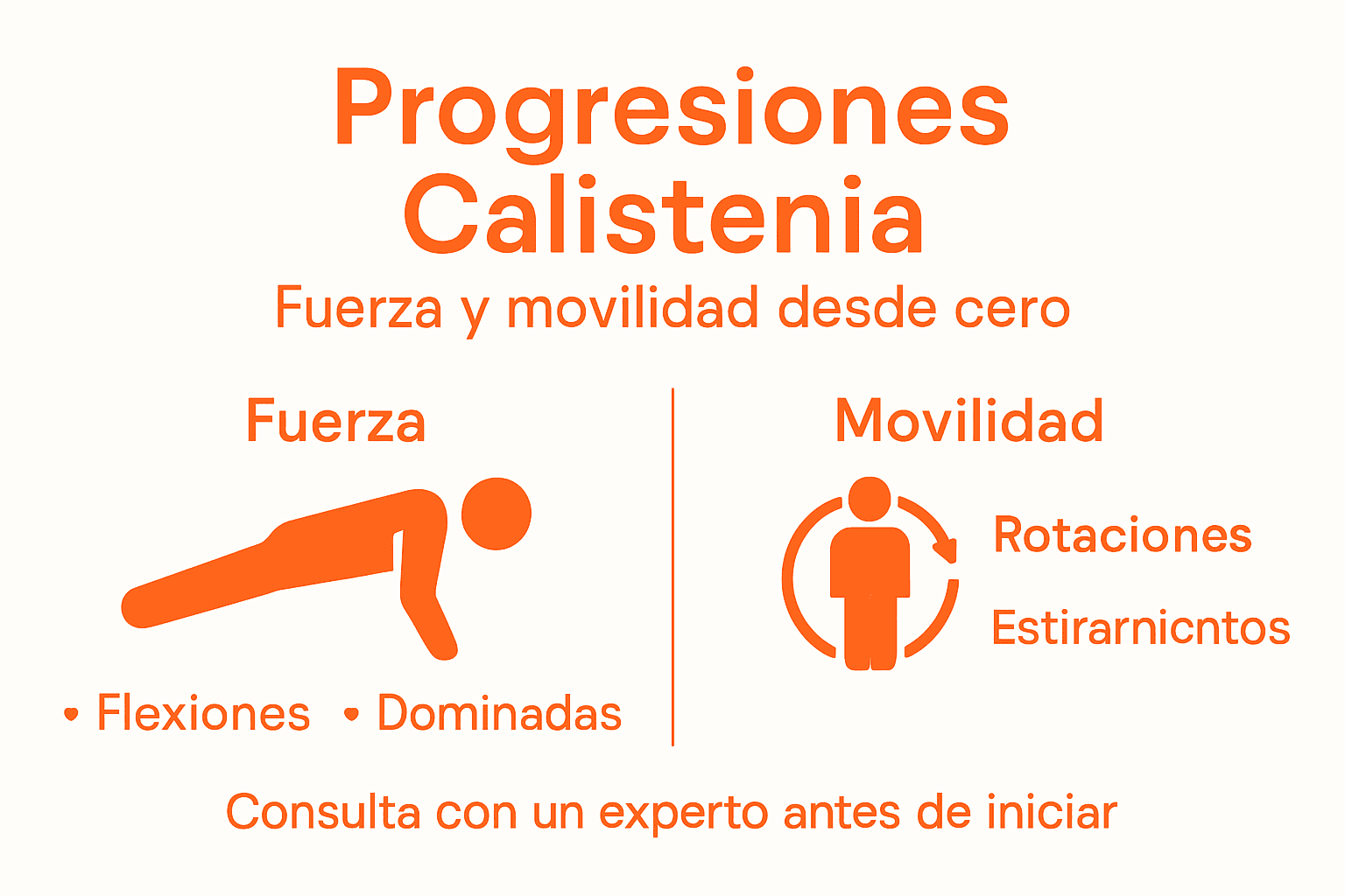 Guía visual con las progresiones esenciales para empezar en calistenia