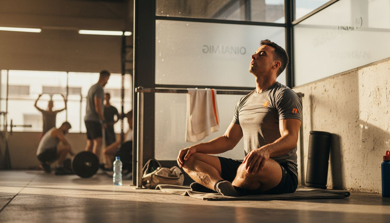 Después de entrenar, el deportista utiliza el yoga para recuperarse y relajarse.