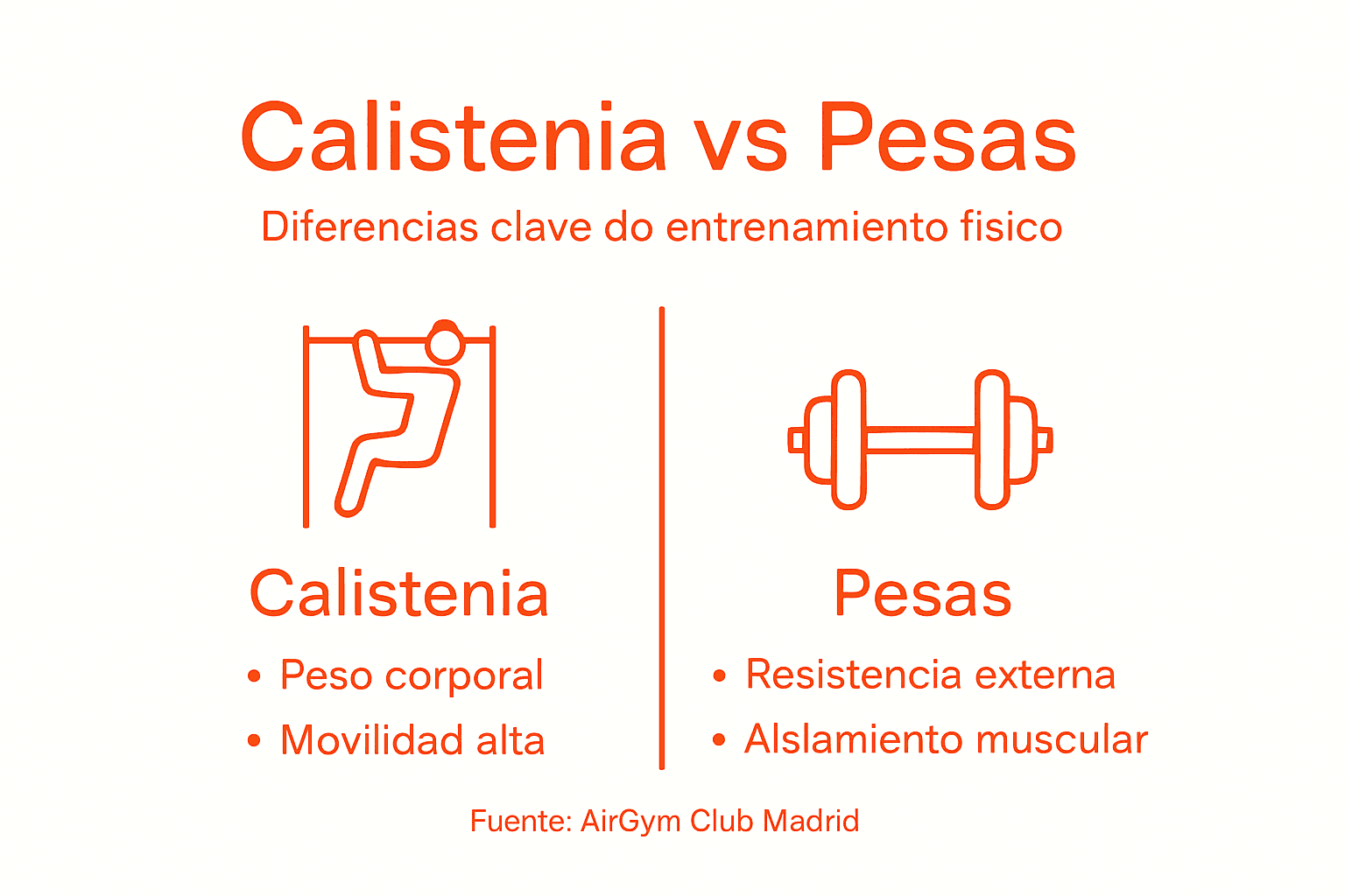 Comparativa visual: Calistenia vs. entrenamiento con pesas