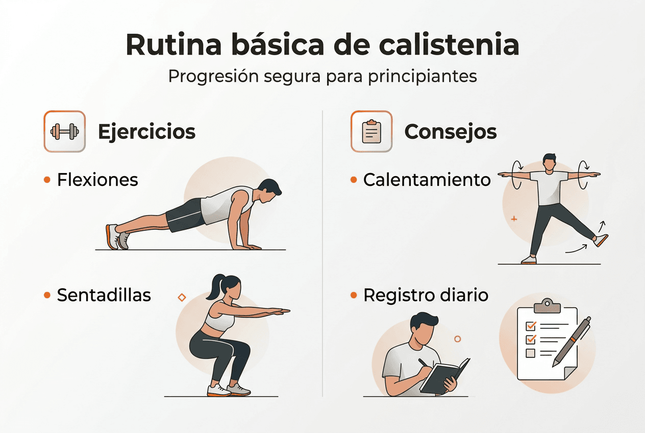 Guía visual para una rutina sencilla de calistenia