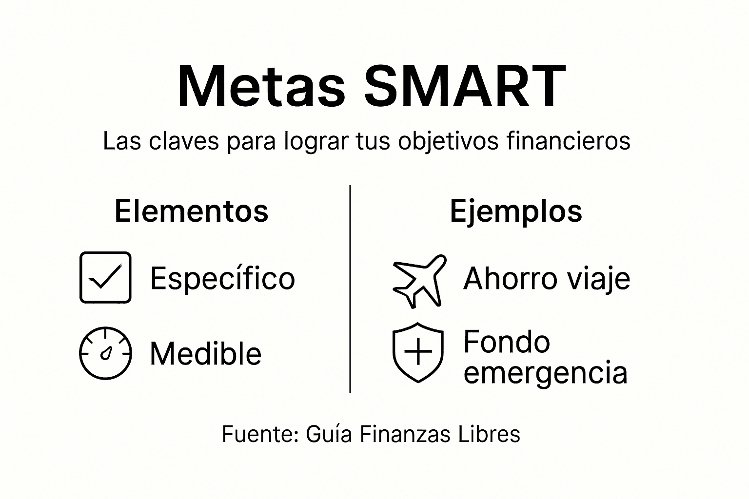 Guía visual sobre objetivos SMART y ejemplos aplicados a las finanzas