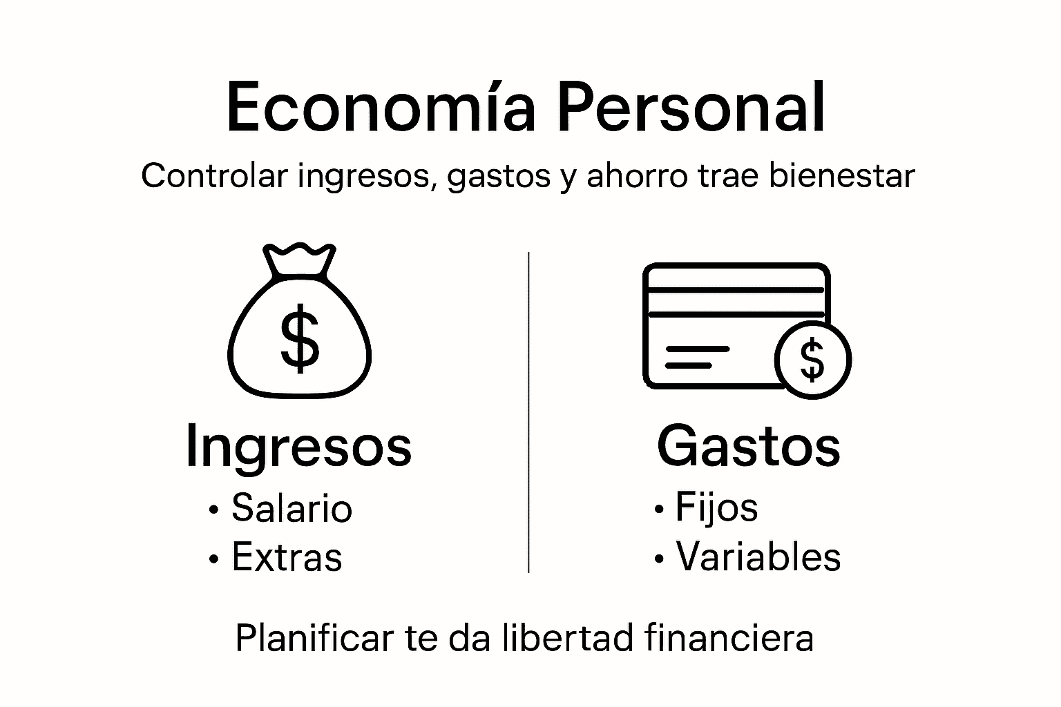 Infografía sobre cómo organizar tus ingresos y gastos para mejorar tu economía personal