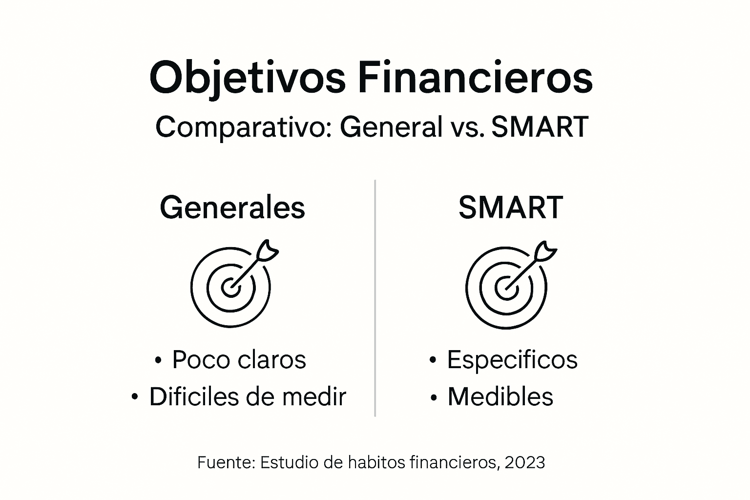 Infografía que muestra las diferencias entre metas financieras tradicionales y metas financieras SMART